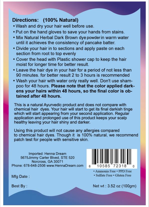 Herbal Dark Brown Hair Dye Powder